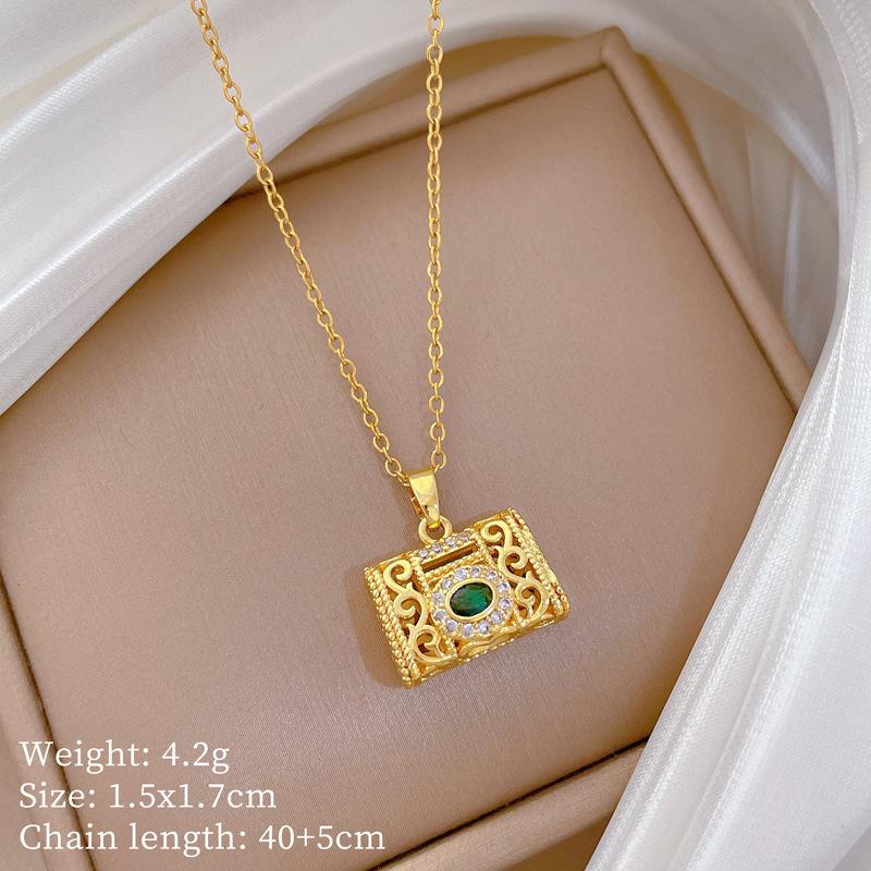 Multi-Element Style Copper Micro-Inlaid Necklace Combination Female Real Gold Electroplated Exquisite Collarbone Chain