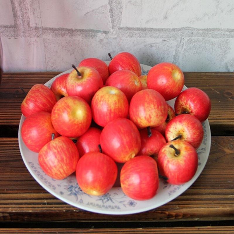 fruits artificiels. Lot de 48 mini pommes décoratives de 2 cm 4 couleurs assorties