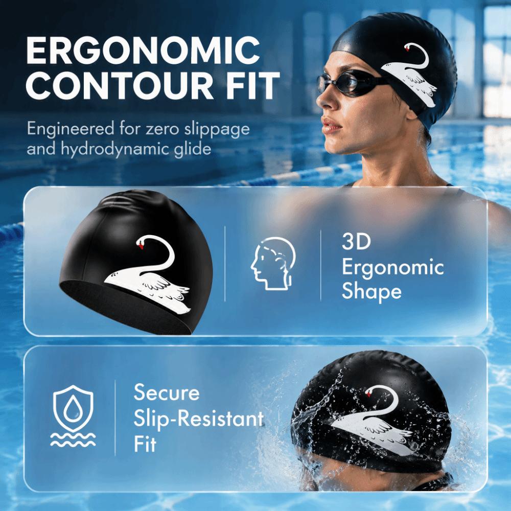 Bathing Use Swan Swimming Hat Comfortable To Wear Waterproof Swimming Cap for Women and Men