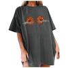 Women's Loose Blouse Round Neck Short Sleeve Halloween  Print T-shirt Top