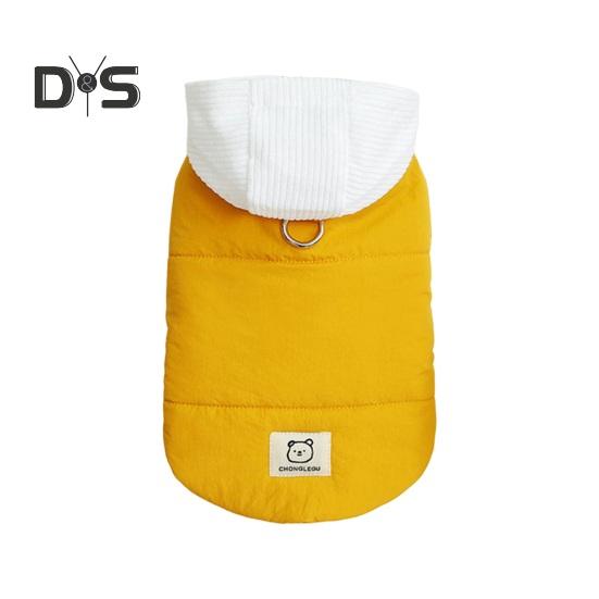 

Теплая флисовая куртка для собак с капюшоном, зимняя одежда, толстая куртка для домашних животных, одежда для путешествий в холодную погоду для маленьких собак XS жёлтый
