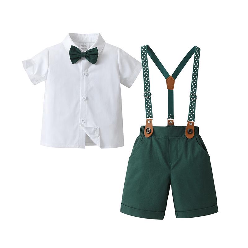British Gentleman Summer Children's Shorts Set: Short-Sleeved Formal Wear for Boys.
