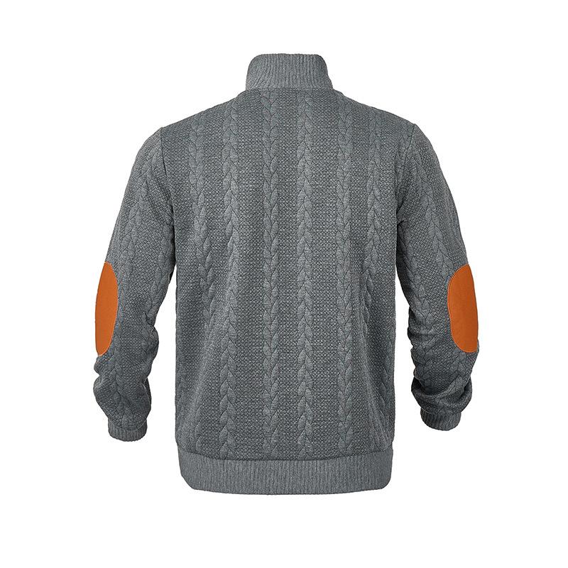 Men Fashion New Hoodless Jacquard Autumn Winter Long Sleeve Pullover Embroidered Patchwork Plus Size Sweatshirts for Mens Loose Fit Tops