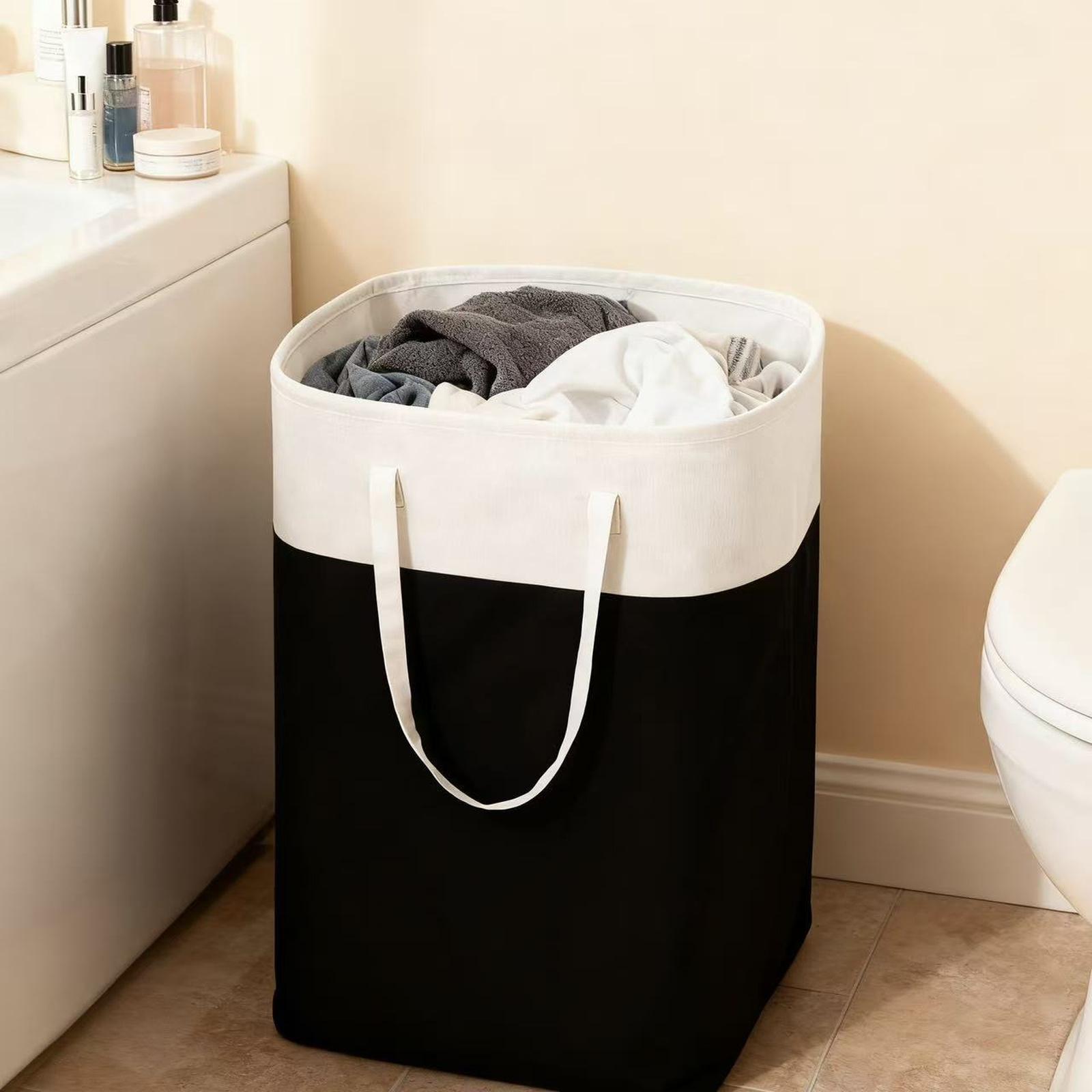 

Fabric Laundry Basket Hamper for Bathroom Balcony Hotel Storage one size