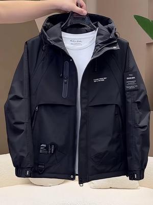Men's Mountaineering Hooded Jacket: Trendy, Loose-Fit, Versatile, Casual Fashion Coat for Autumn/Winter.