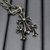 CH Croatia Retro Cross Diamond Inlaid Silver Necklace - High-End Punk Accessories