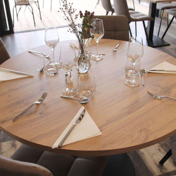 Table ronde - Round chêne armor - Ø 70 cm - Hauteur 75 cm - Finition aspect bois