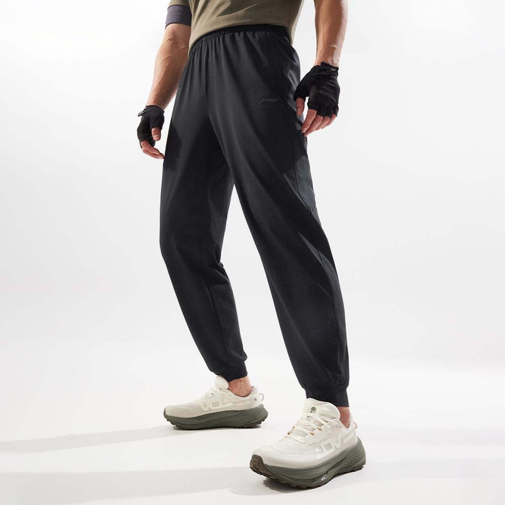 Li Ning Moisture Wicking Quick Dry Knitted Sports Pants Men Bottoms Black AKLV167-2