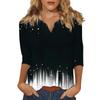 Women's Stand Collar 3/4 Sleeve Printed Top T-shirt