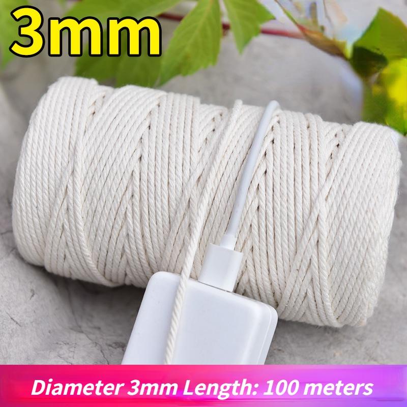 Macrame Cotton Cord Natural Cotton Rope Twisted Soft Cotton Cord String DIY Wall Hanging Plant Hangers Craft Knitting Craft Cord