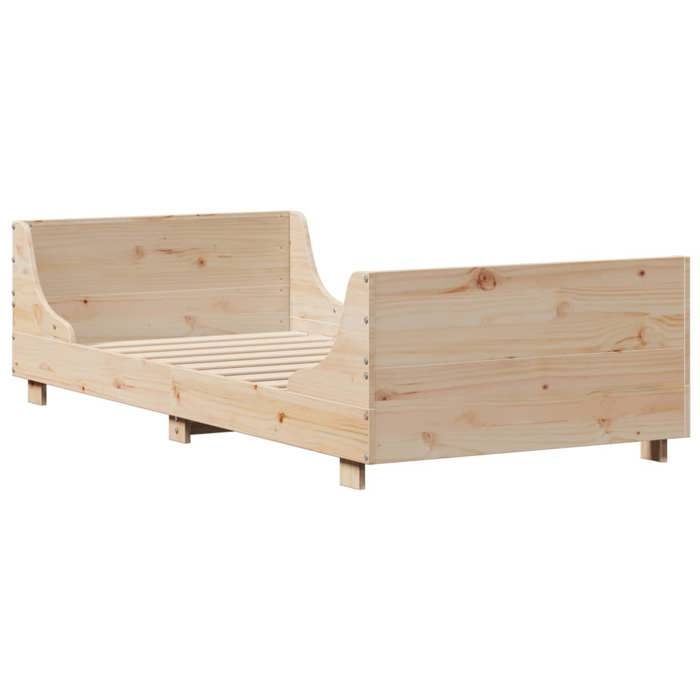 VidaXL Cadre de lit et tête de lit 100x200 cm bois de pin massif, meuble de chambre, sommier, lit en bois, lit, lit simple 850773