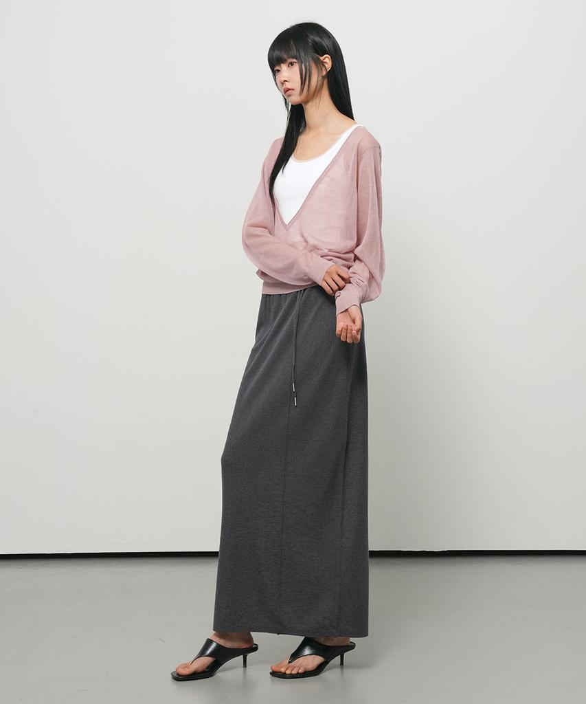 GENERALIDEA Deep V-Neck See-Through Knit Pullover [Ash Pink] / Gf2Lkp544