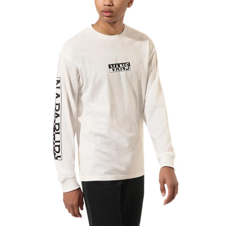 Vans X Napapijri Collaboration Casual Crew Neck Printed Long Sleeve T-Shirt Men Tops White VN0A541GZM6