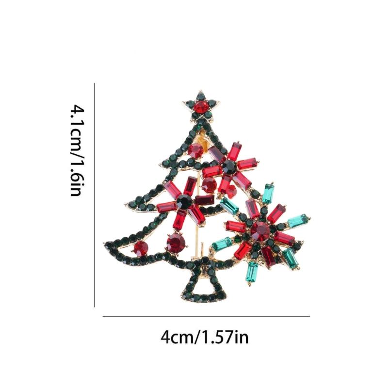 Sparkling Christmas Tree Rhinestones Brooch Elegant Holiday Jewelry Alloy Accessory Chest Decoration For Women Party
