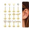 Bobisty 20G Flat Back Studs Earrings for Women Men 14K Gold Plated Push-in Cartilage Helix Tragus Nose Piercing Jewelry