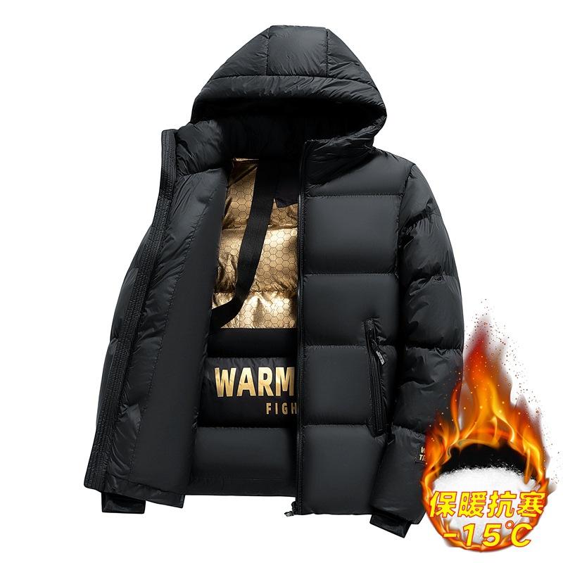Winter New Graphene Black Gold Cotton-padded Coat Men s Casual Thickened Warm Hooded Cotton-padded Jacket M