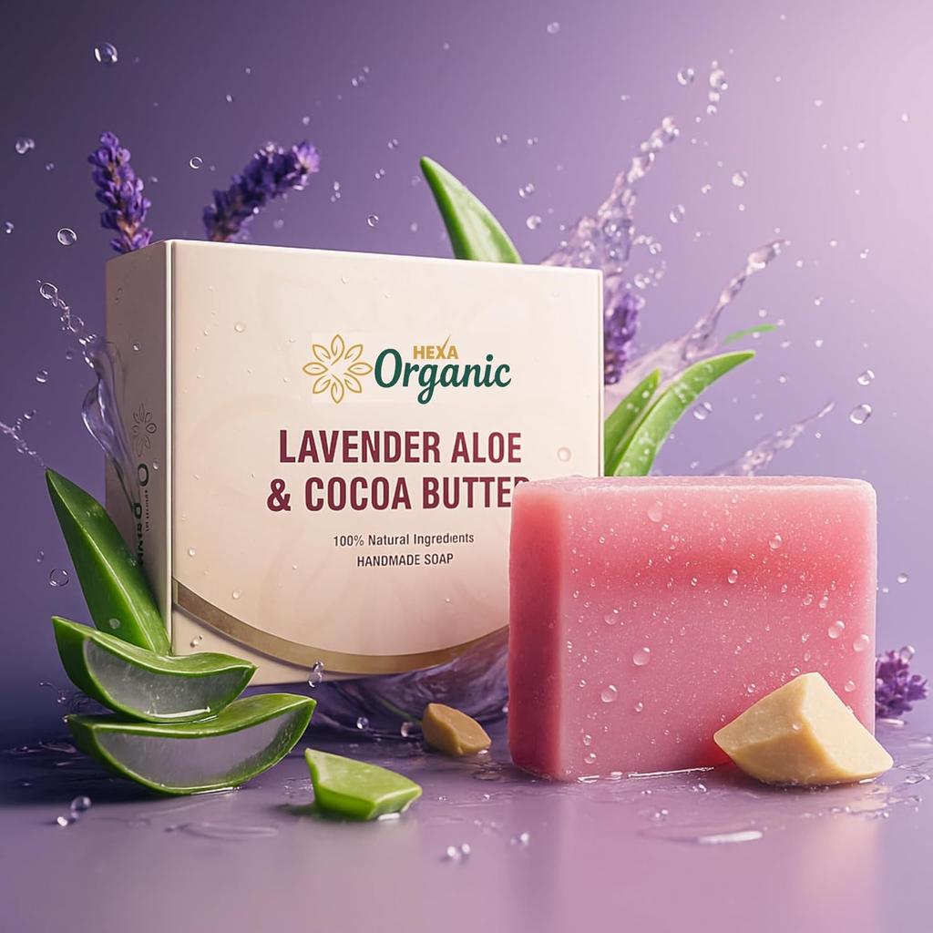 Handmade Cold Processed Soap – Lavender, Aloe Vera, Cocoa Butter, Honey | Calming, Hydrating & Anti-Ageing | Pack of 2 | 100 gm each