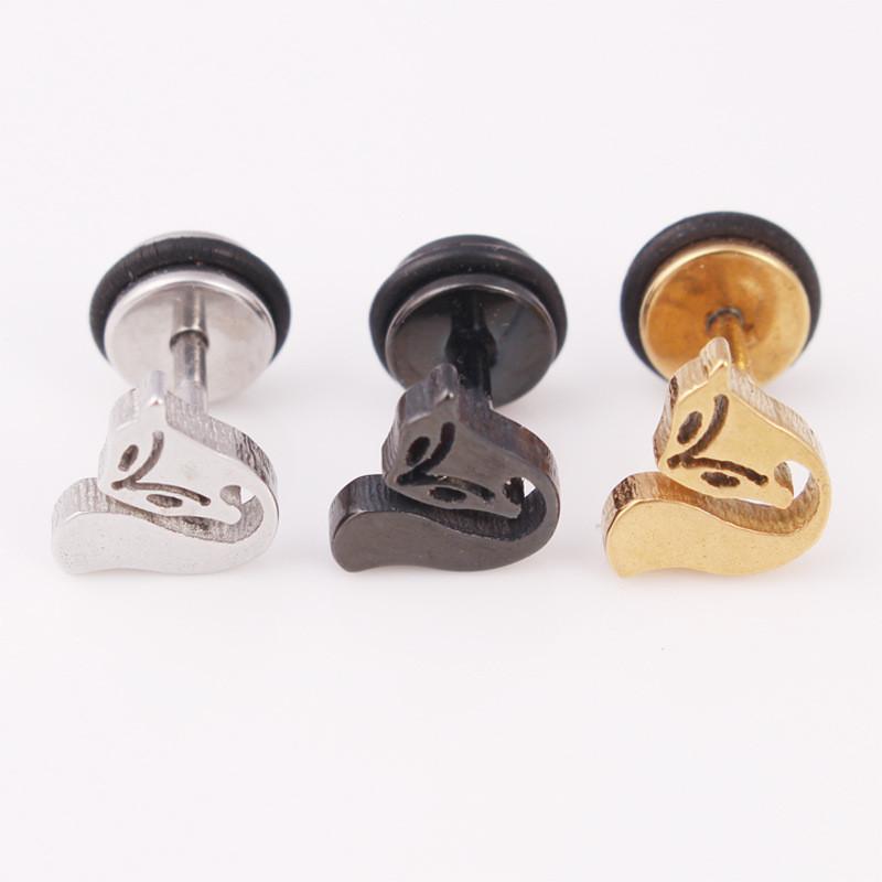 Classic Design Heart Fox Cross Earrings Stainless Steel Star Face Geometric Shaped Stud Ear Jewelry Party Gifts For Women Girls