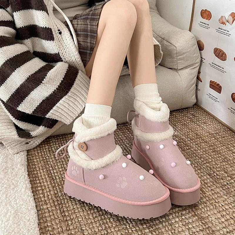 

Mazurism new velvet thickened warm snow boots women s autumn and winter casual short boots platform cotton shoes 40