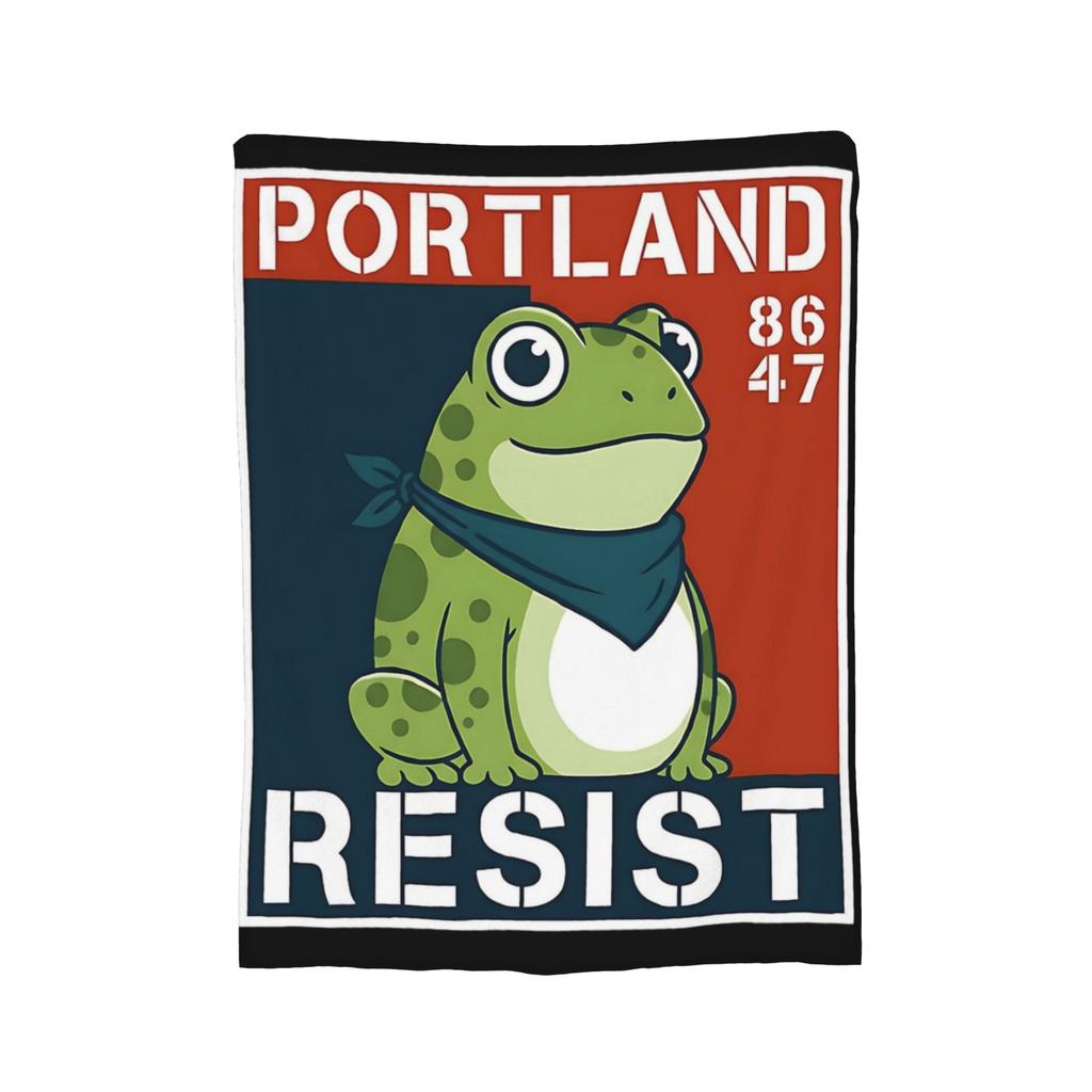 Portland Resist Frog Protest No Kings Blankets Velvet Decoration  Breathable Warm Throw Blankets for Home Couch Rug Piece