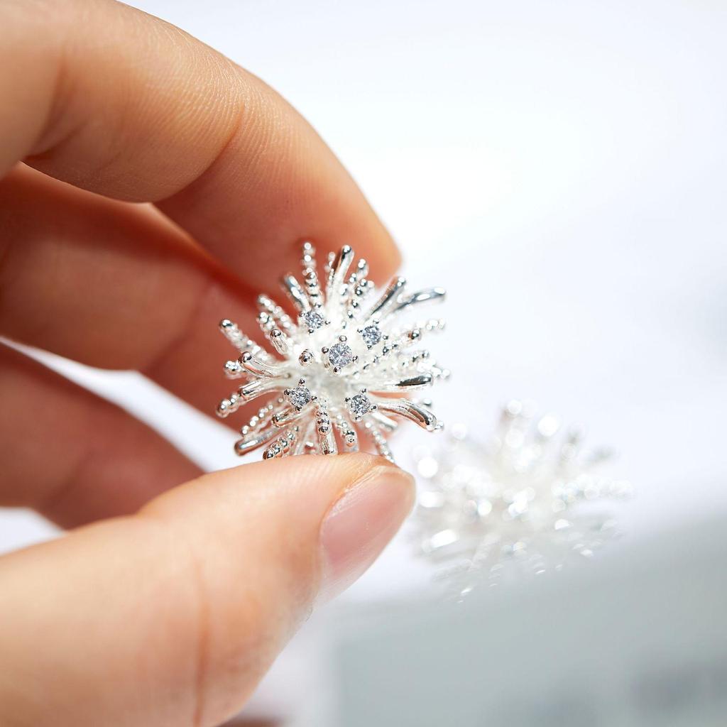 Pure White Dandelion Stud Earrings - Retro Temperament, Absolutely Beautiful Fireworks Design, Mosquito Coil Ear Clips.