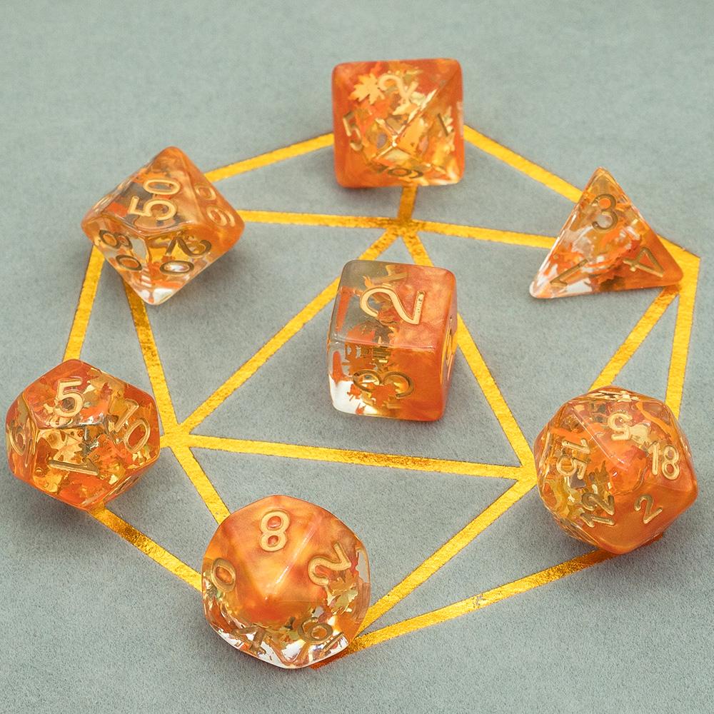 Cusdie Season Slices DND Dice Set D4 D6 D8 D10 D% D12 D20 7Pcs Polyhedral Dices for D&D Tabletop Role Playing Board Games TRPG