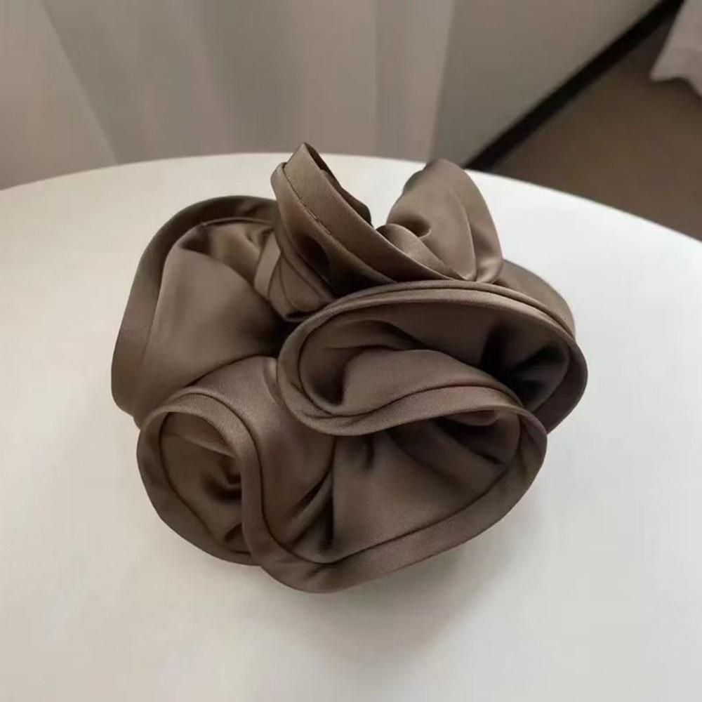 Fabric Pleated Large Intestine Hair Band Solid Color Retro Satin Versatile Ponytail Headpiece
