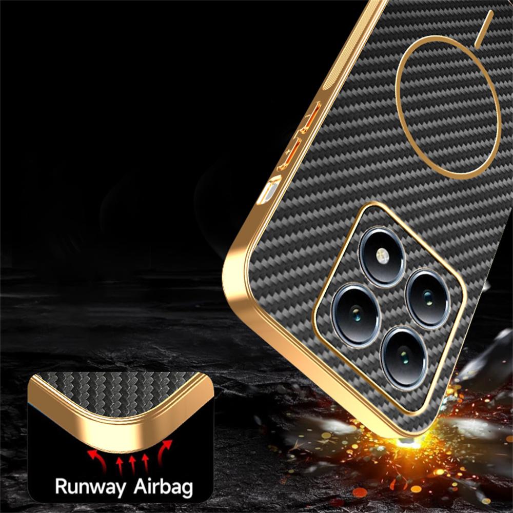 For Xiaomi 15T Phone Case Carbon Fiber Textured Electroplated TPU Back Cover