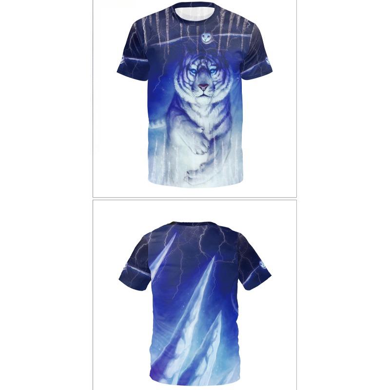 Summer Round Neck 3D Animal and Fantasy Print Top Fashionable Casual Short Sleeved Men's T-shirts