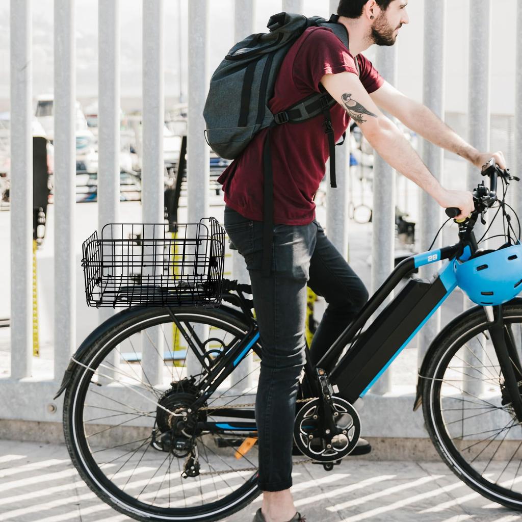 LIOOBO Folding Bicycle Basket, Black, 14" x 11" x 8", Steel Construction, Stable Design, Large Capacity Storage for Commuting, Shopping, and More