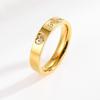 18k Gold Plated Ring Moissanite Engagement Wedding Band Stainless Steel Fade Resistant Trendy Jewelry