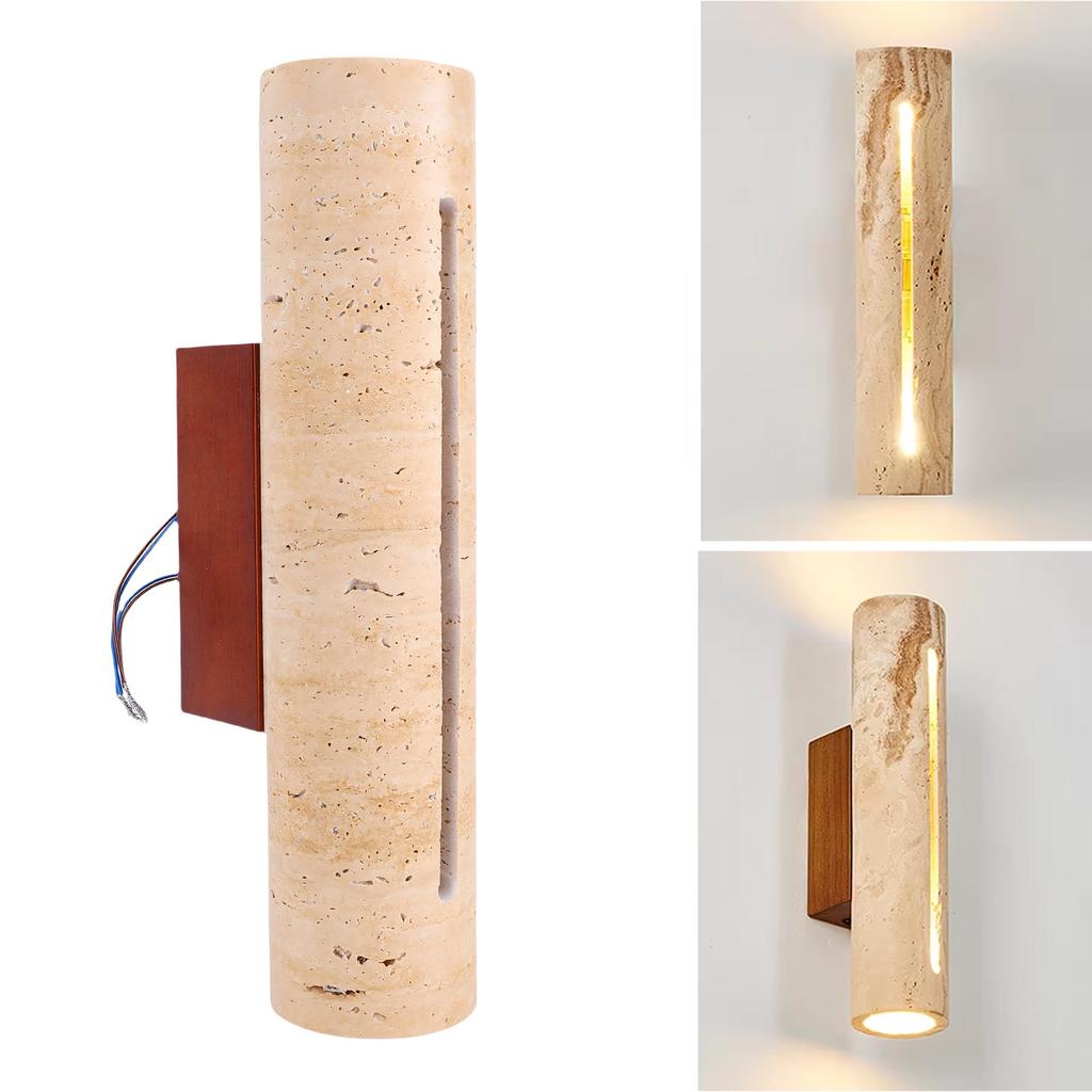 Indoor Strip Up Down Wall Sconce Modern Yellow Travertine Wall Sconce Up and Down Light for Bedroom Hallway