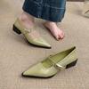 Shallow Mouth Pointed Single Shoes Women's New Temperament Commuting Thick Heel Mary Jane Small Leather Shoes