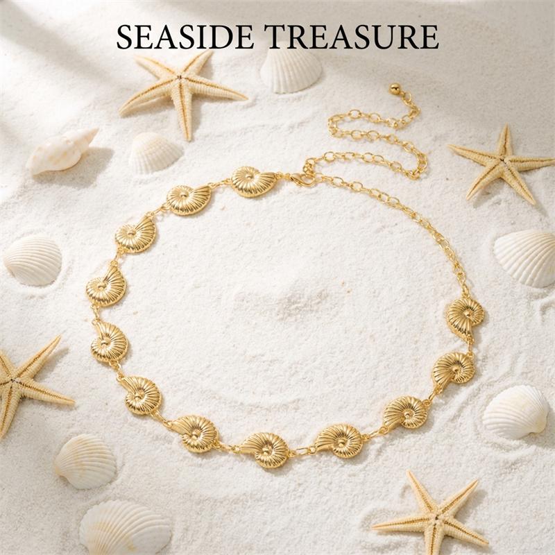 Metal Conch Splicing Waist Chain for Women Fashion Bohemia Spiral Conch Belly Chain Ladies Beach Bikini Body Jewelry Accessories