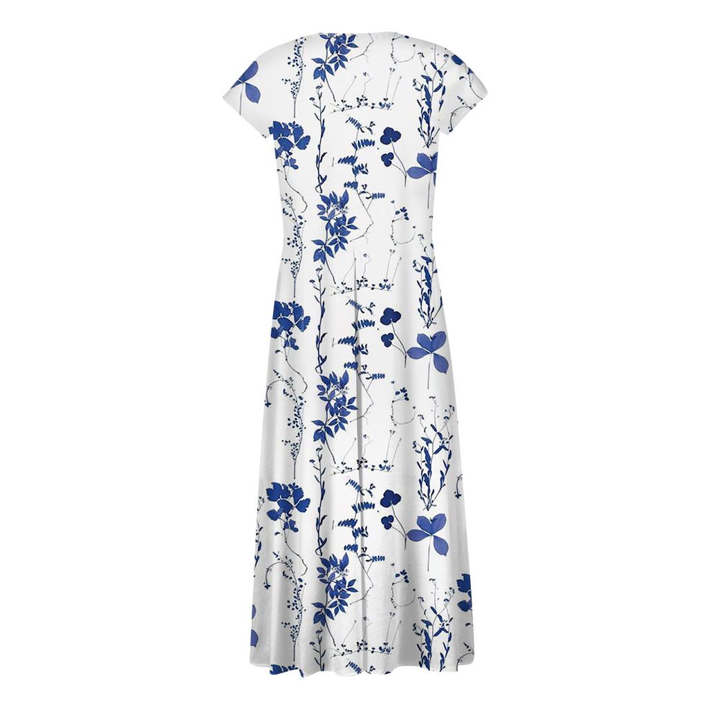 Damen Maxikleid Langes Kleid Freizeitkleid Chiffonkleider Schwingkleid Farbe Lässig Reif Outdoor Täglich Date Rüschen Kurzarm V-Ausschnitt Kleid