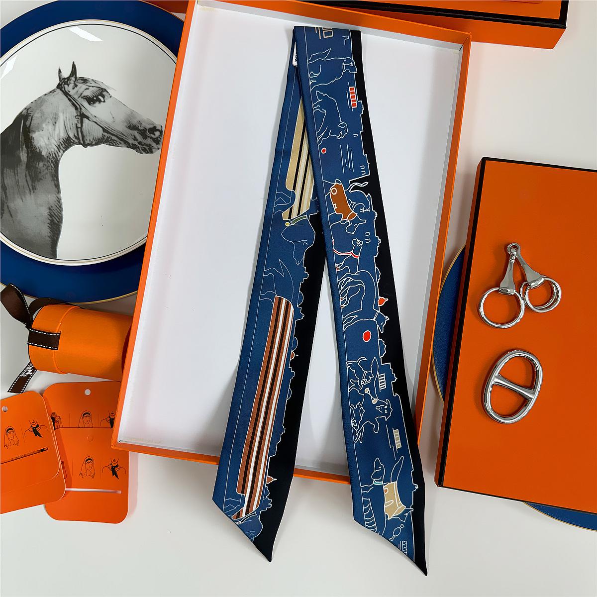 

Летний двухсторонний шарф из шелковой ленты Mulberry 2024 года, светло-серый твил 18 момми, универсальный браслет 86 x 5 cm