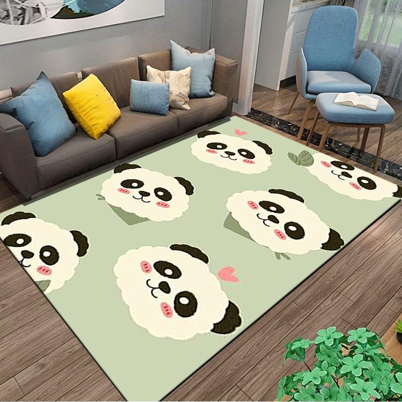 Cute Cartoon Panda Pattern Carpet for Kids Room Home Decor Green Suitable for Use As an Anti-slip for Living Room Bedroom Sofas
