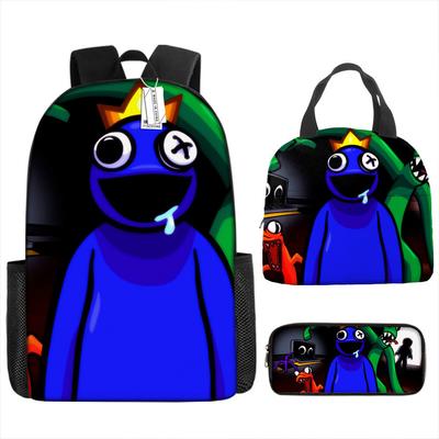 Rainbow Friends School Bag Rainbow Friends Backpack Three-piece Set for Elementary School Students Large Capacity Cartoon Computer Bag