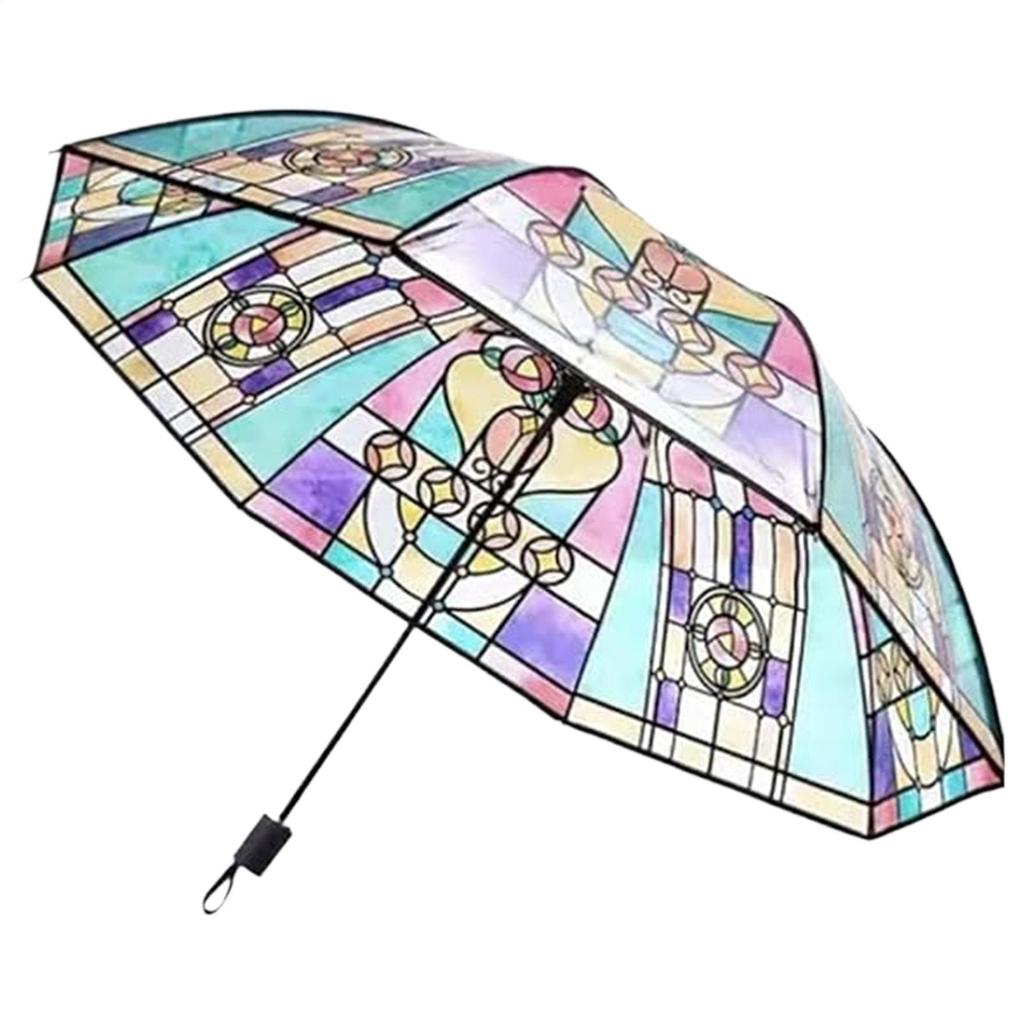Vintage Stained Glass Auto Umbrella Automatic Stained Glass Wind Proof Umbrellas Rain UV Protection Shade Fashion Accessories