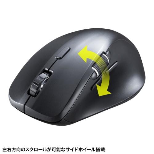Sanwa Supply Silent Bluetooth Mouse (with Side Wheel, 5 Buttons, Black) MA-BBS523BK
