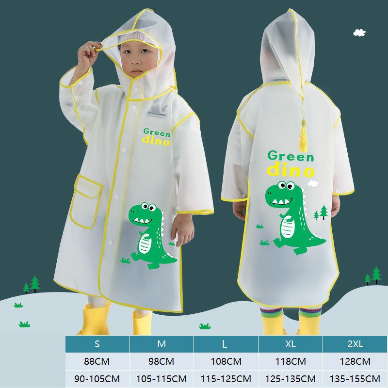 Reflective Stripe Children Waterproof Poncho With Face Cover Cartoon Raincape Raincoat School Travel Kids Rainwear S