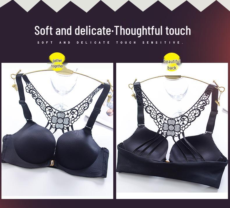 Damen Drahtloser BH-Set mit Frontverschluss - Sexy, Atmungsaktiv, Verstellbar & Bequemer Seitenhalt