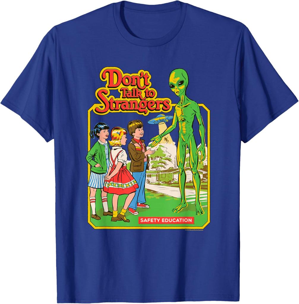 Steven Rhodes Dont Talk To Strangers Alien Retro Dark Humor TShirt Nostalgia Scary Alien Supernatural Graphic Tee