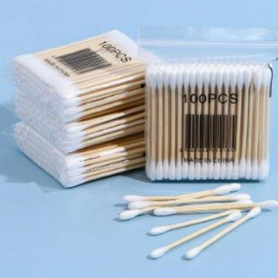 Disposable Wooden Stick Cotton Swabs for Makeup Removal, Ear Cleaning, and Eyelash Perming