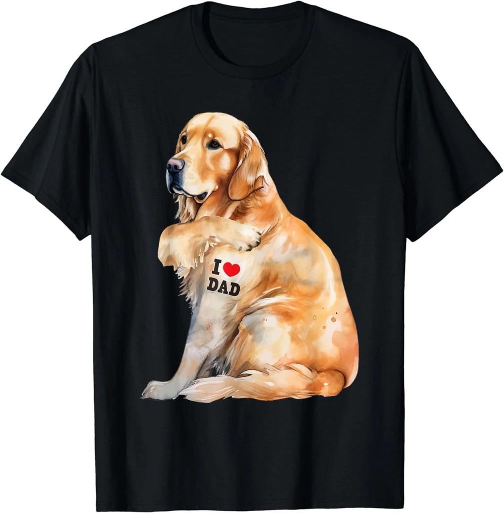 I Love Dad - Patriotic Golden Retriever Canine Dog Lover Gift Unisex T-Shirt