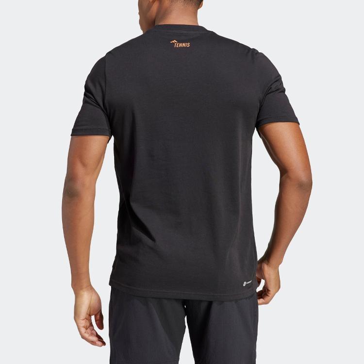 Adidas Aeroready Roland Garros Logo Print Crew Neck T-Shirt Men Tops Black HT5229