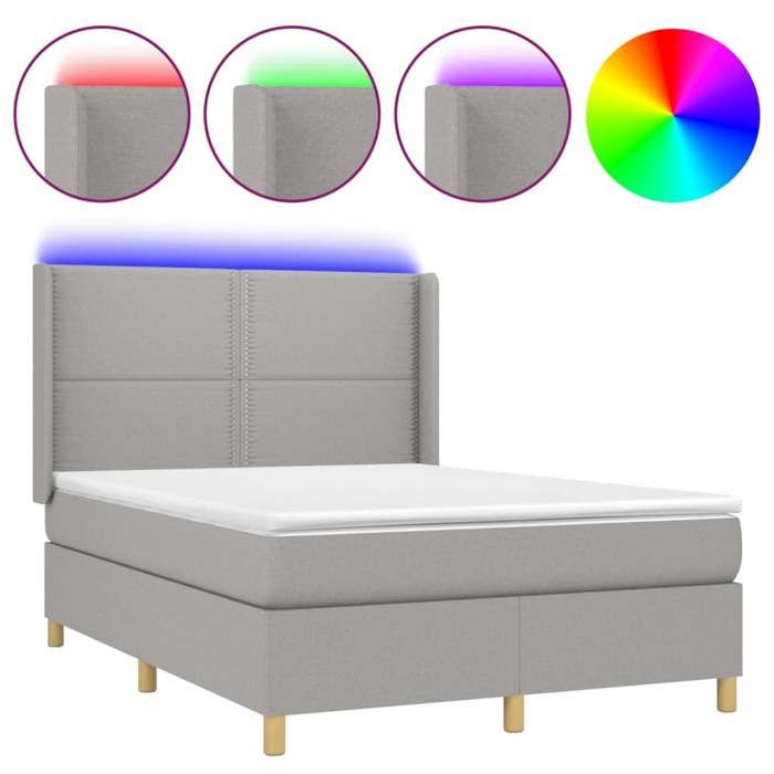 VidaXL Slat Bed Base with Mattress and LED, Upholstered Bed, Double Bed, Adult Bed for Interior Bedroom, 3138797