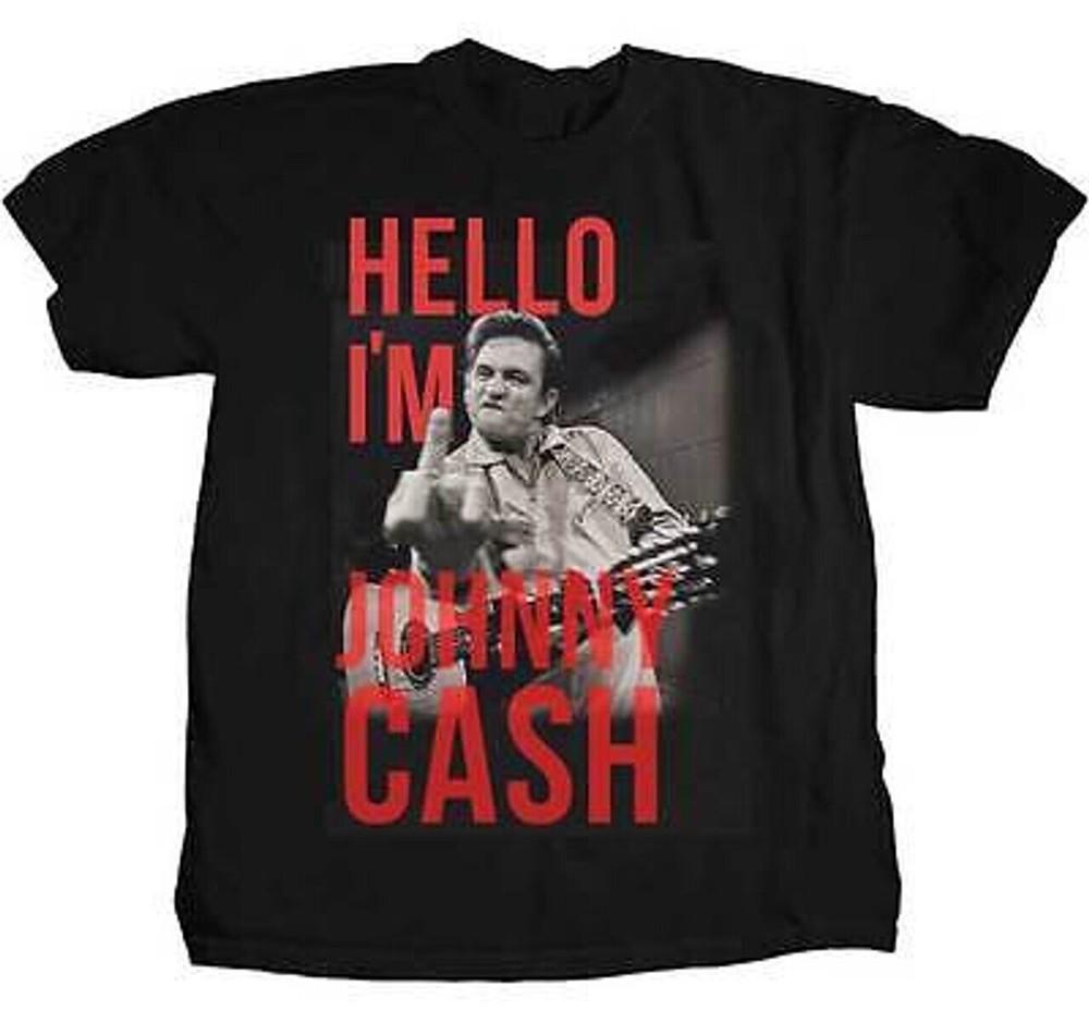 

NEW!!! Hello Im Johnny Cash Middle Finger T Shirt ,Size S To 5XL Unisex T-Shirt M