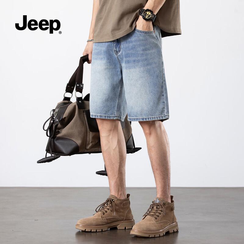 JEEP Men s Summer Straight-Leg Denim Shorts 32