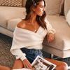 2025 Spring Off-Shoulder Knitted Pullover Sweater for Women - Long Sleeves, Versatile Inner or Outer Wear